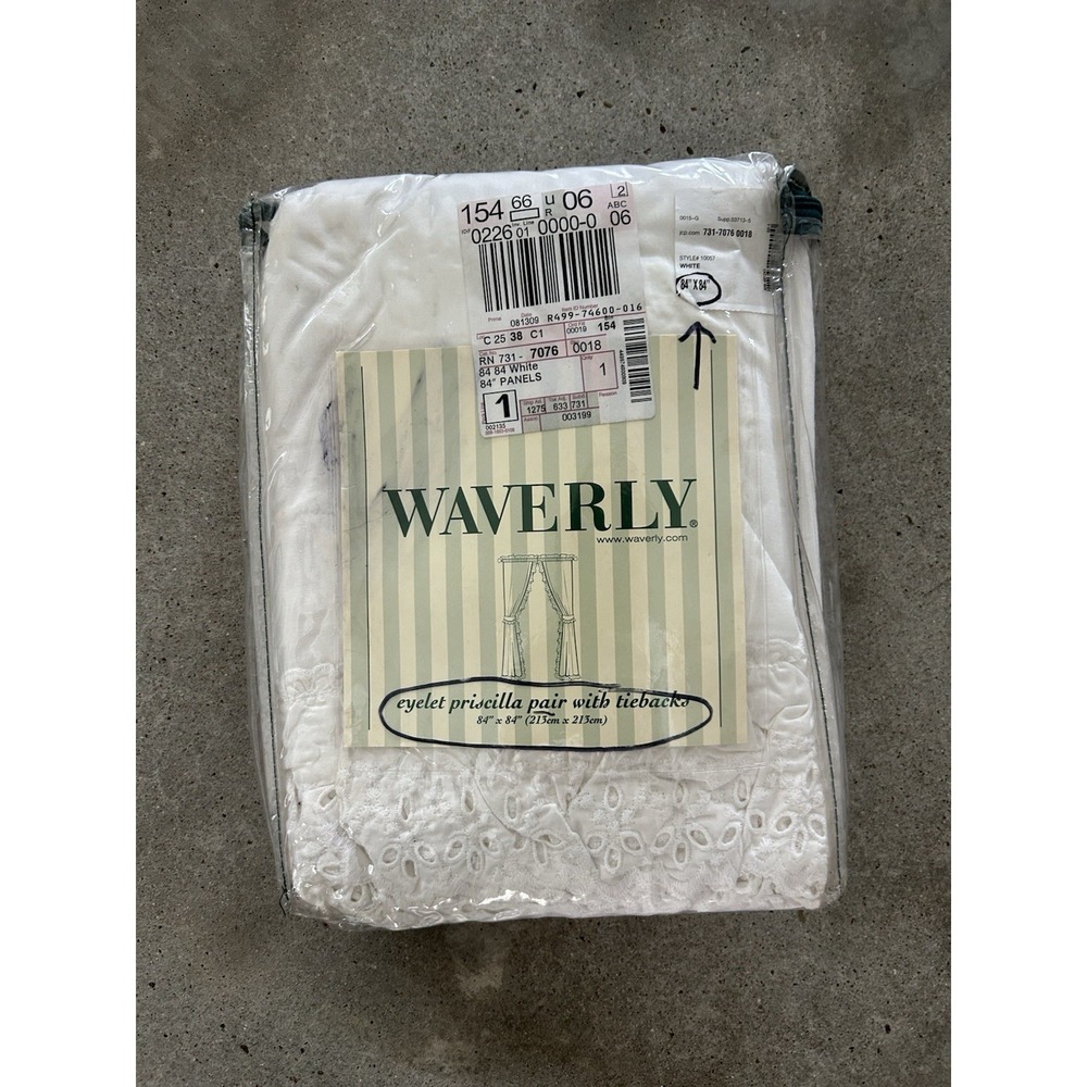 Waverly Ruffled Original Priscilla Curtains Ruffle White Eyelet 84" X 84" Pair
